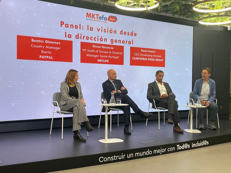 Beatriz Giménez, country manager de Paypal; Oscar Herencia, VP South of Europe & General Manager Spain and Portugal de MetLife; y Paulo Soares, CEO developing markets de Campofrío Food Group-Sigma