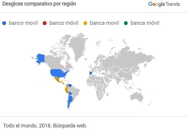 Banco movil y banca movil-desglose por países del mundo