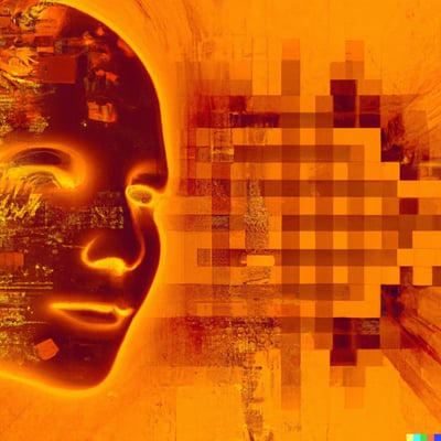 DALL·E 2023-01-19 11.35.48 - An abstract visual of artificial intelligence in high quality in orange colors