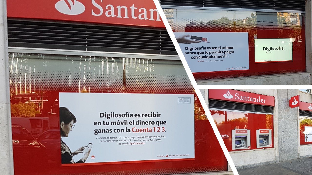 Digilosofia del Banco Santander en sucursal