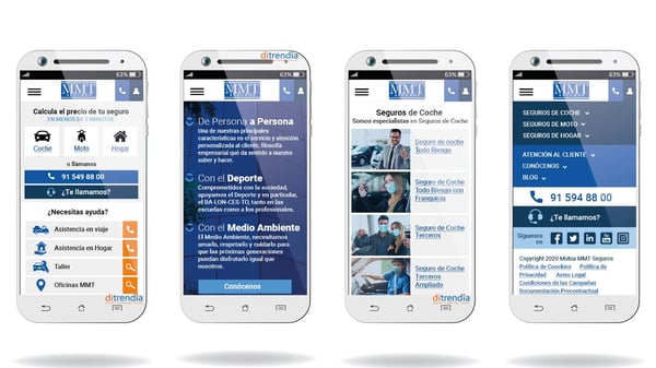 Versión móvil de la web de la Mutua MMT Seguros que mejora la experiencia cliente digital