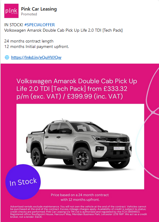 Ditrendia-Ejemplo-anuncio-linkedin-Pink-Car-Leasing