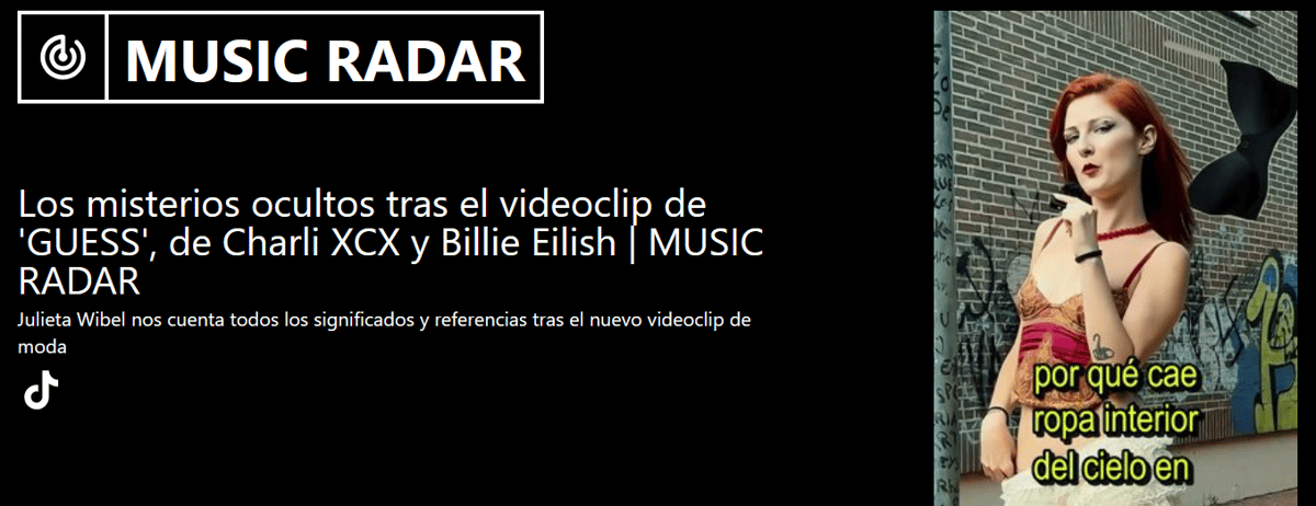 Ejemplo de contenido en Music Radar